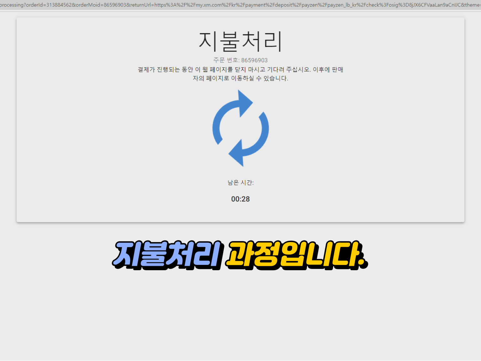 xm 입금방법 - 지불처리 과정 화면
